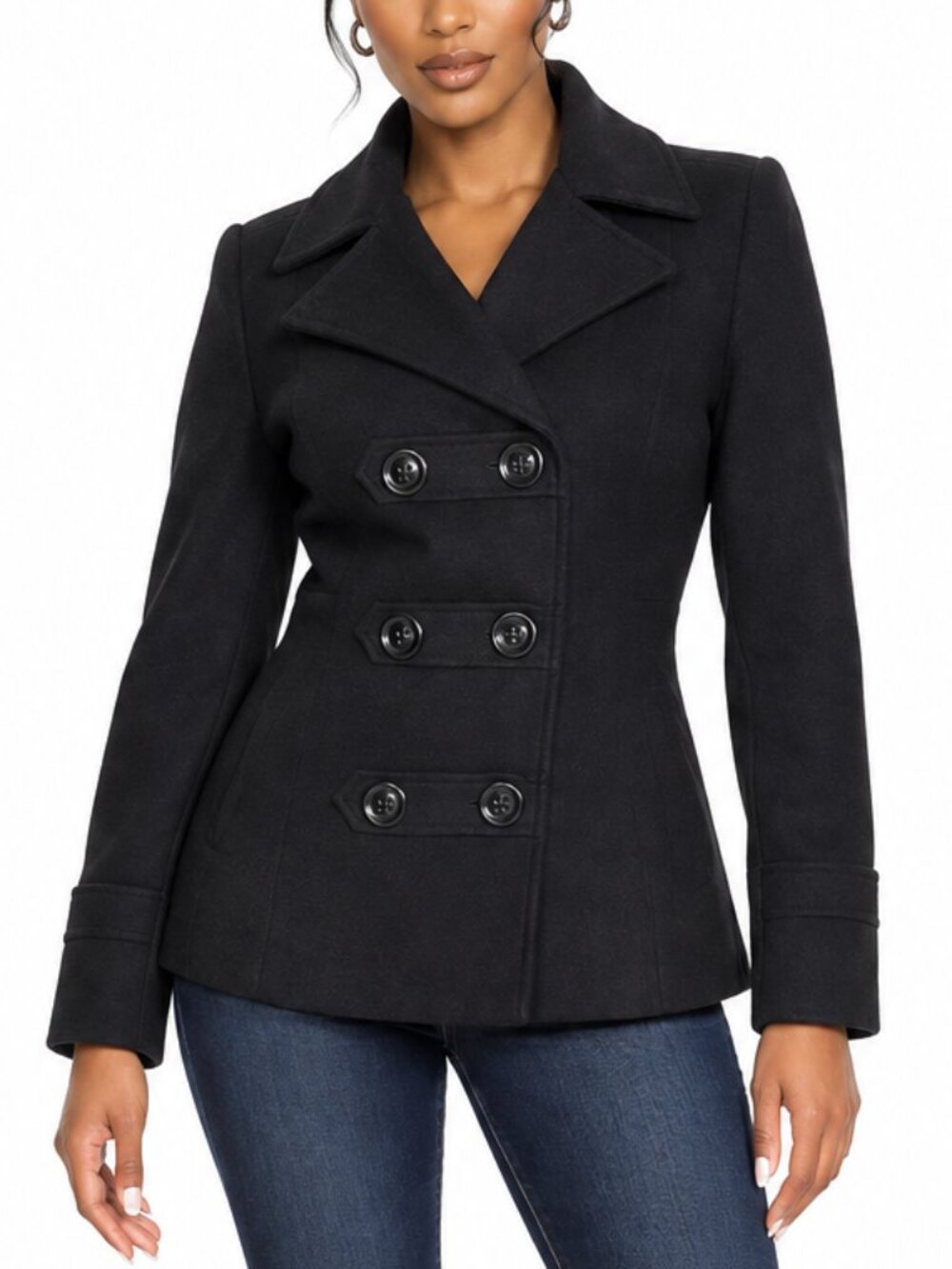 American Rag Black Double Breasted Peacoat Jacket Size M Dark Academia Goth